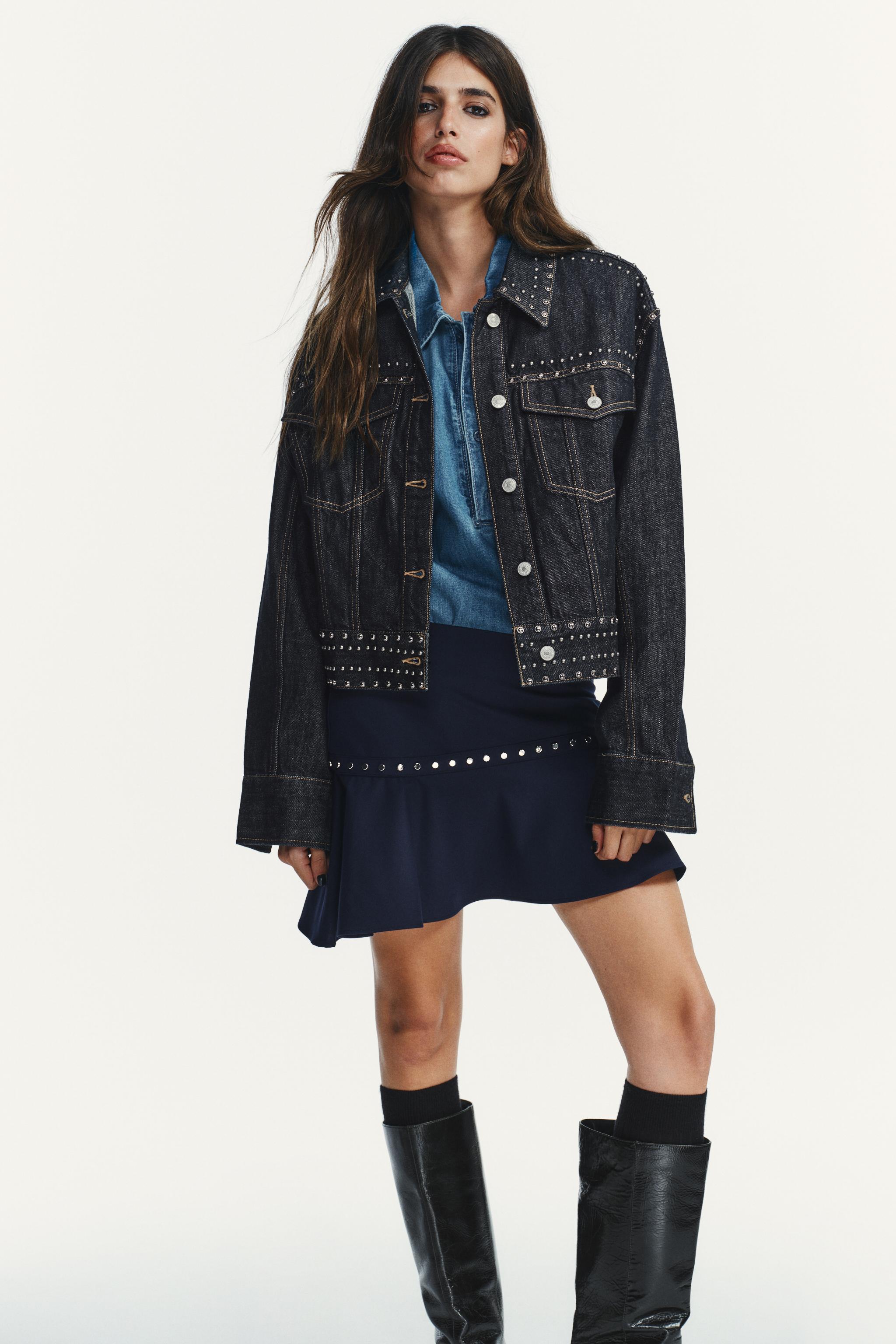 ASYMMETRIC RUFFLE STUD SKIRT